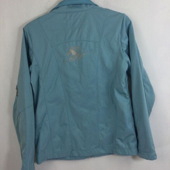 Outback Trading Company Full Zip Jacket Equestrian Blue Horse Design Sz Medium - Picture 8 of 12